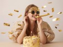 Lunettes Happy Birthday, 16.5x11.5 cm, or froid