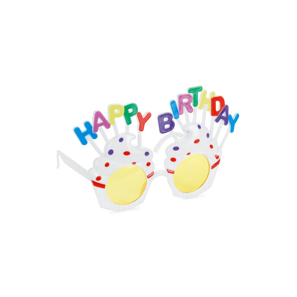 Lunettes Cupcake Happy Birthday, 18.5x11.5 cm, blanc