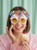 Lunettes Cupcake Happy Birthday, 18.5x11.5 cm, blanc