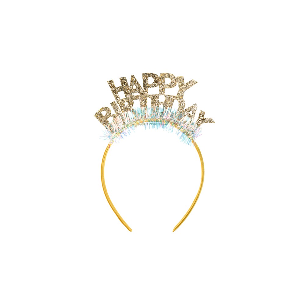 Serre-tête Happy Birthday, 14.5x19 cm, or