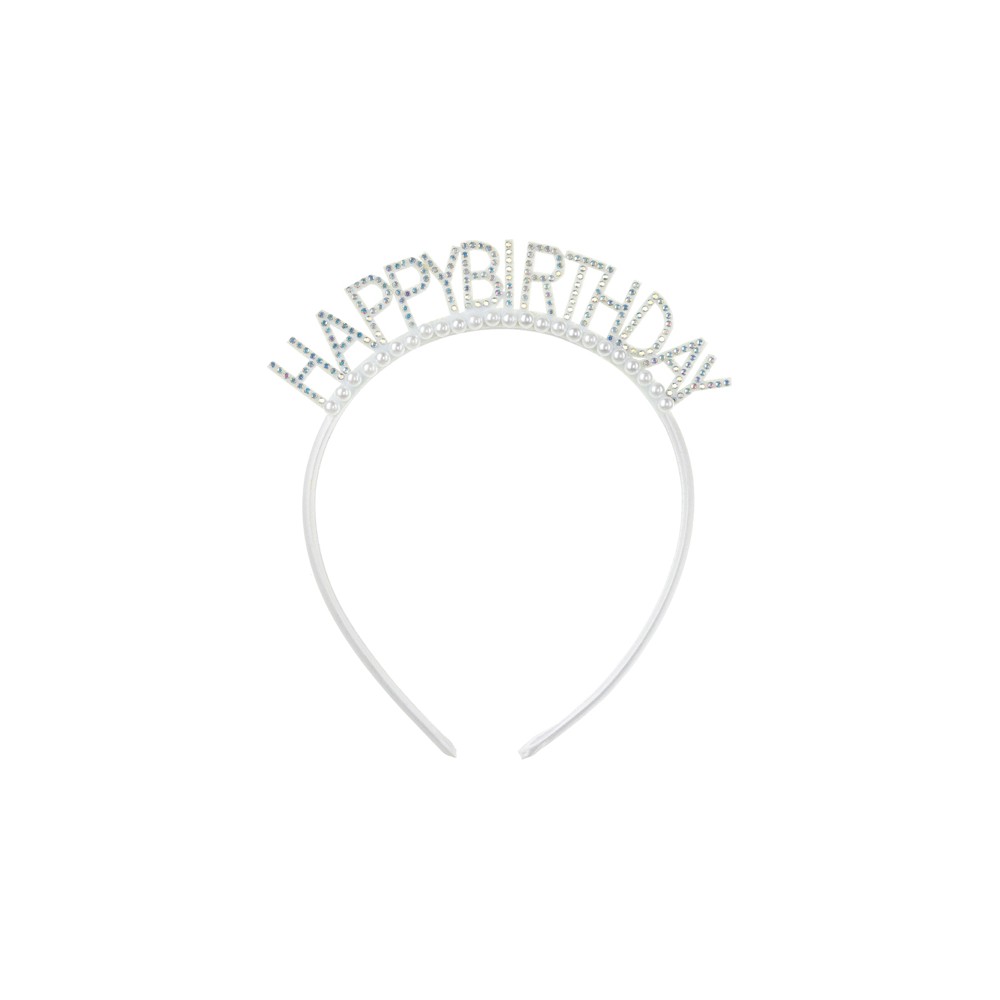 Serre-tête Happy Birthday, 14x15.5 cm, argent