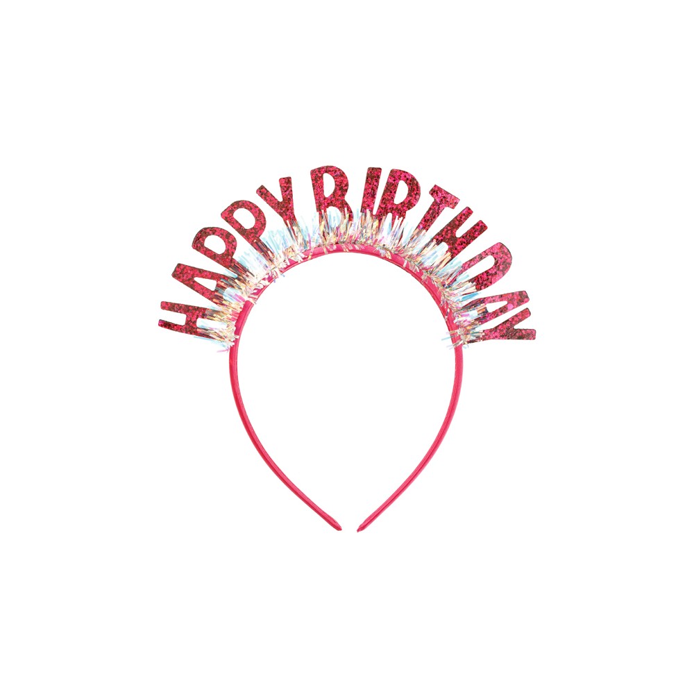 Serre-tête Happy Birthday, 18x18 cm, rose