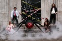 Ballon aluminium sur pied Araignée XXL, 275x152 cm, noir et rouge