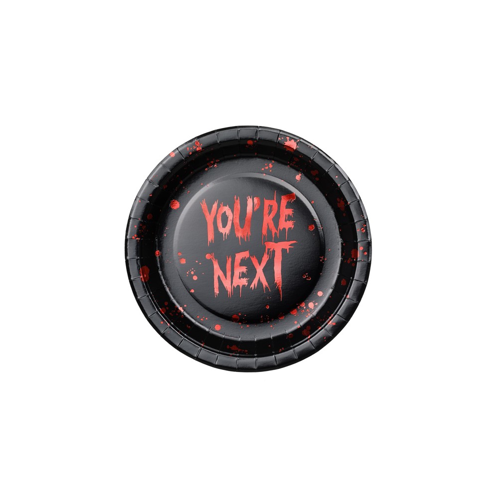 Assiettes en papier You're next, 23 cm, noir-rouge