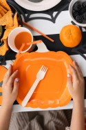 Assiettes en papier Citrouille, 23,5x24 cm, orange