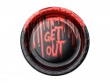 Assiettes en papier Get out, 18 cm, noir-rouge