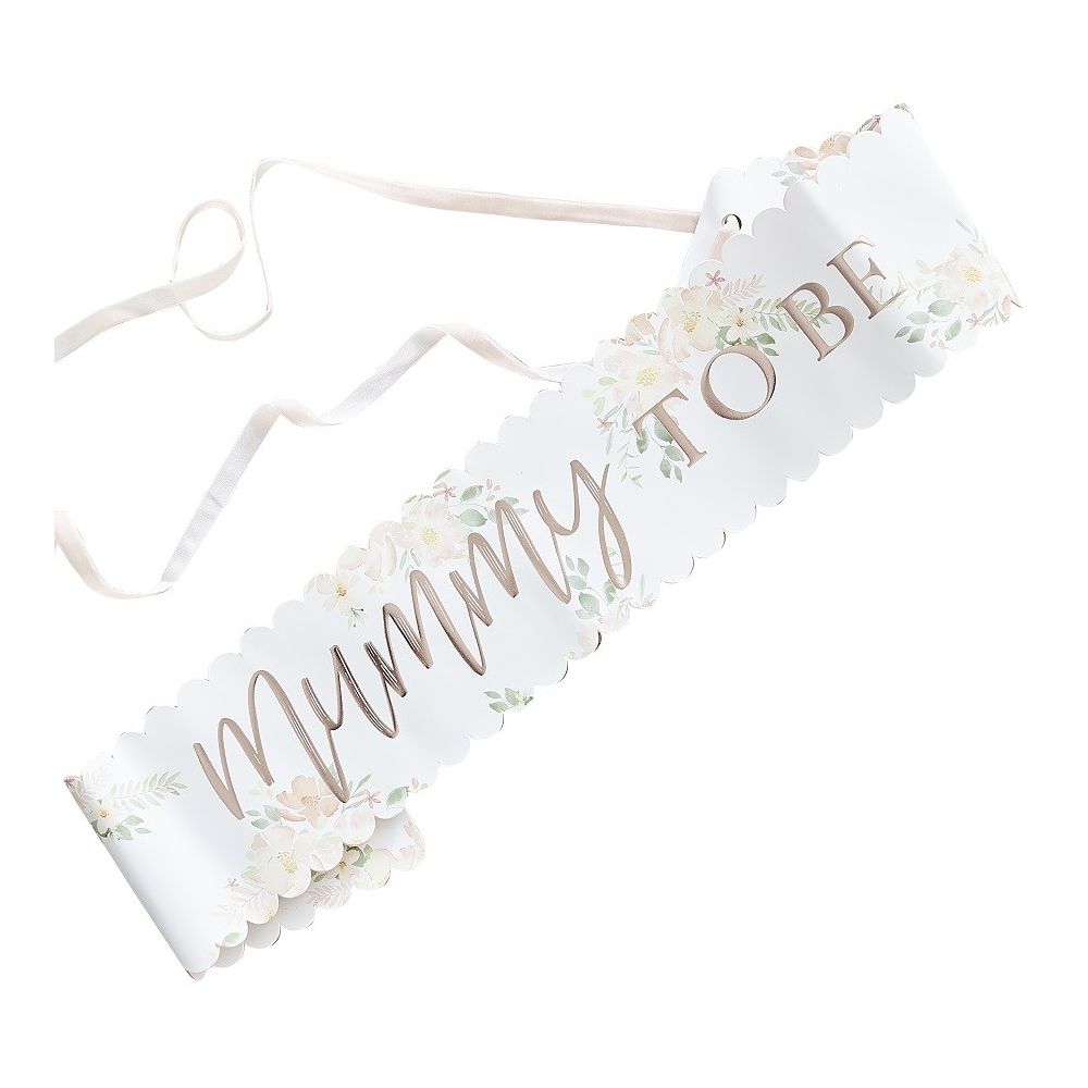 Écharpe fleurie baby shower "Mummy to be"