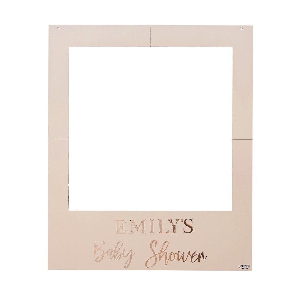 Cadre photobooth personnalisable rose "Baby shower"