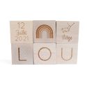 Cube en bois personnalisable naissance "Taille"