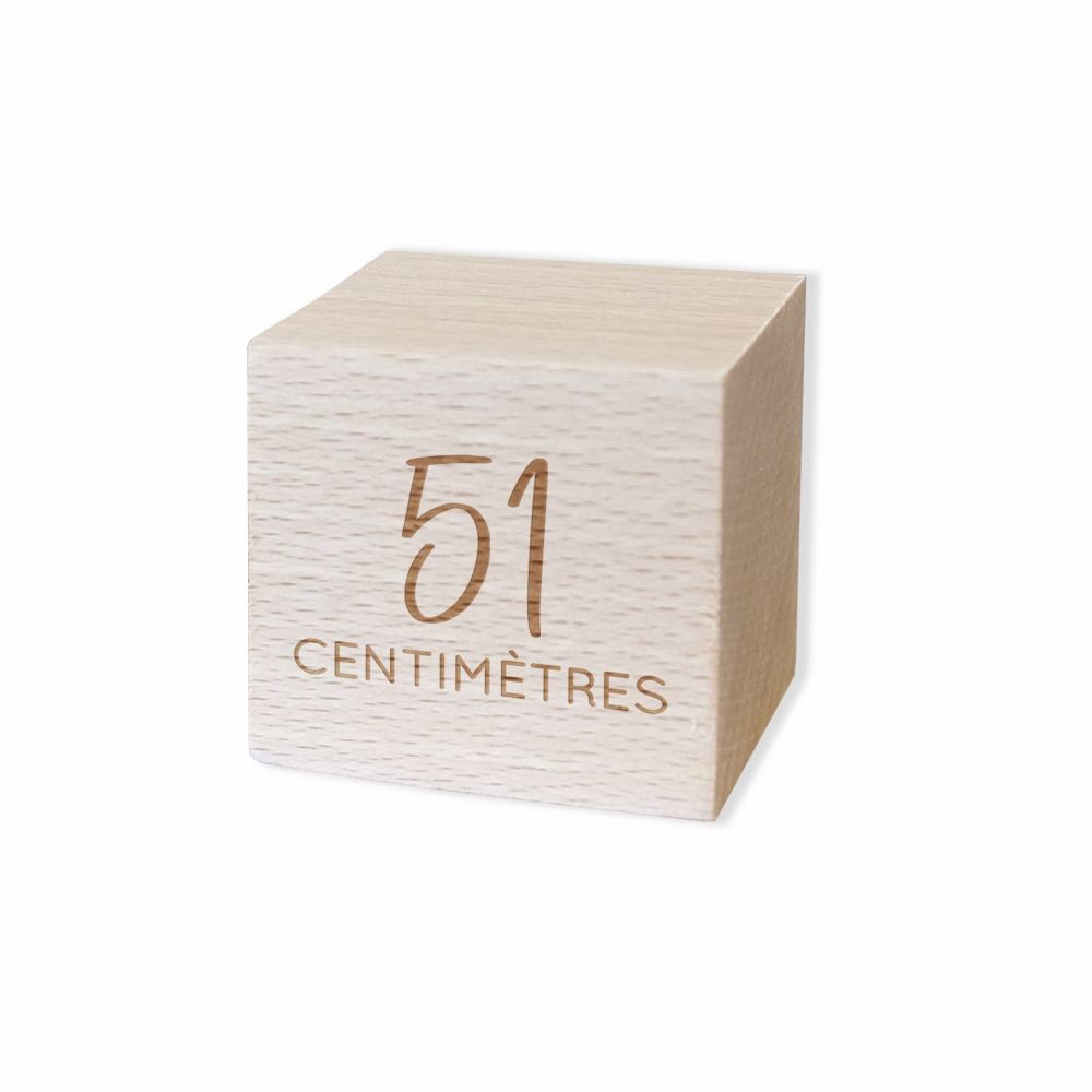 Cube en bois personnalisable naissance "Taille"