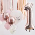 Lot de 10 ballons "rose gold et rose" chiffre 1