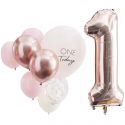 Lot de 10 ballons "rose gold et rose" chiffre 1