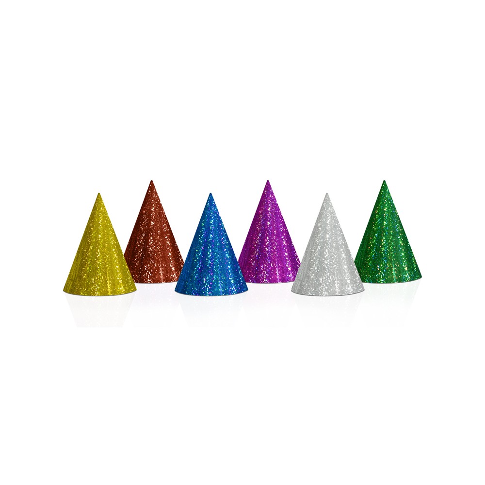 Chapeaux de fête holographiques Assortiment 16cm