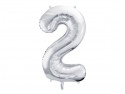 Ballon en aluminium Chiffre ''2'', 86cm, argent