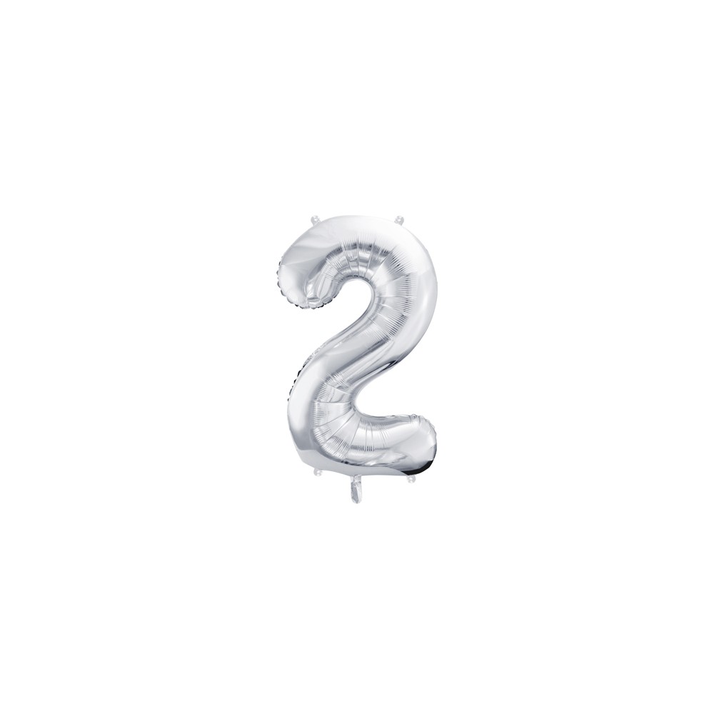 Ballon en aluminium Chiffre ''2'', 86cm, argent