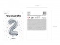 Ballon en aluminium Chiffre ''2'', 86cm, argent