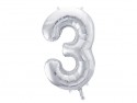 Ballon en aluminium Chiffre ''3'', 86cm, argent