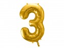 Ballon en aluminium Chiffre ''3'', 86cm, or