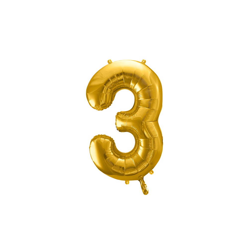 Ballon en aluminium Chiffre ''3'', 86cm, or