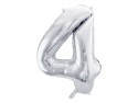 Ballon en aluminium Chiffre ''4'', 86cm, argent