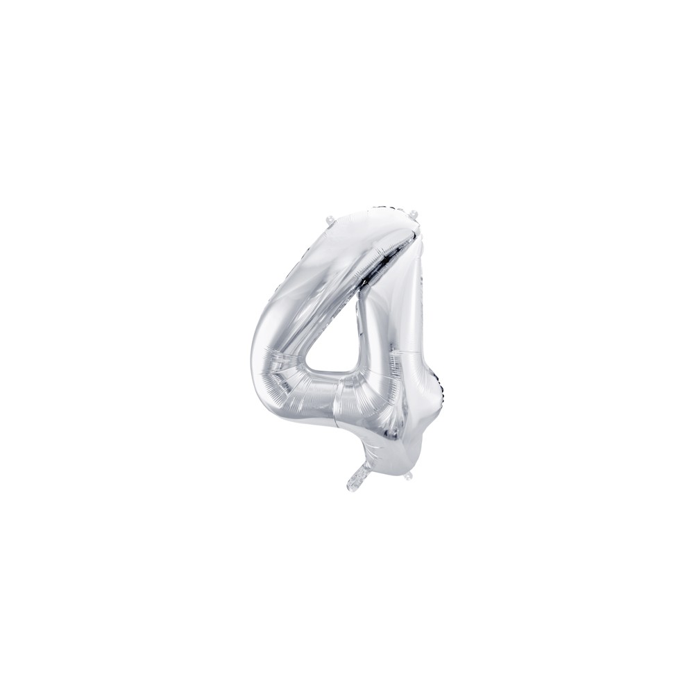 Ballon en aluminium Chiffre ''4'', 86cm, argent