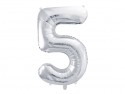 Ballon en aluminium Chiffre ''5'', 86cm, argent