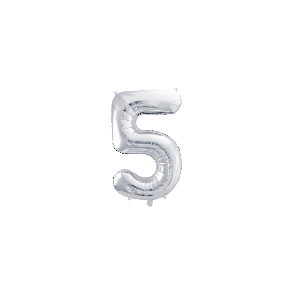Ballon en aluminium Chiffre ''5'', 86cm, argent