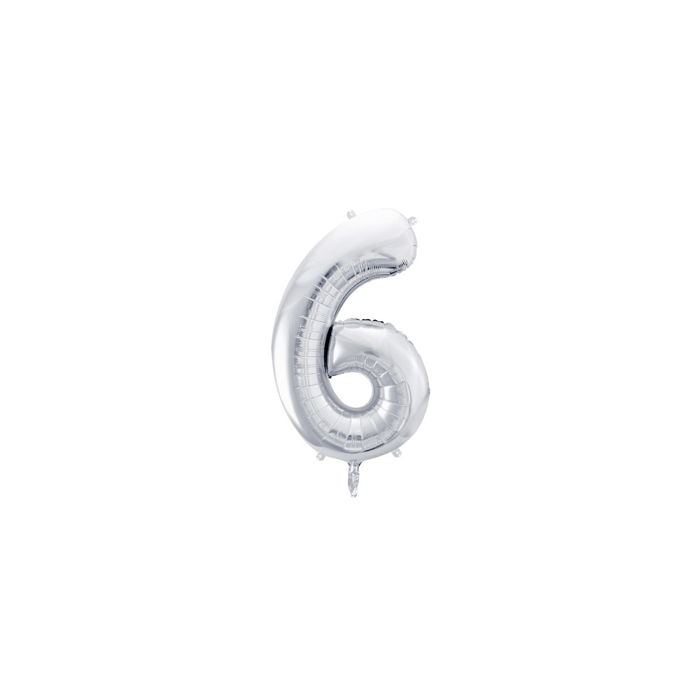Ballon en aluminium Chiffre ''6'', 86cm, argent
