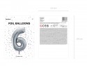 Ballon en aluminium Chiffre ''6'', 86cm, argent