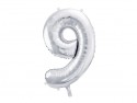 Ballon en aluminium Chiffre ''9'', 86cm, argent
