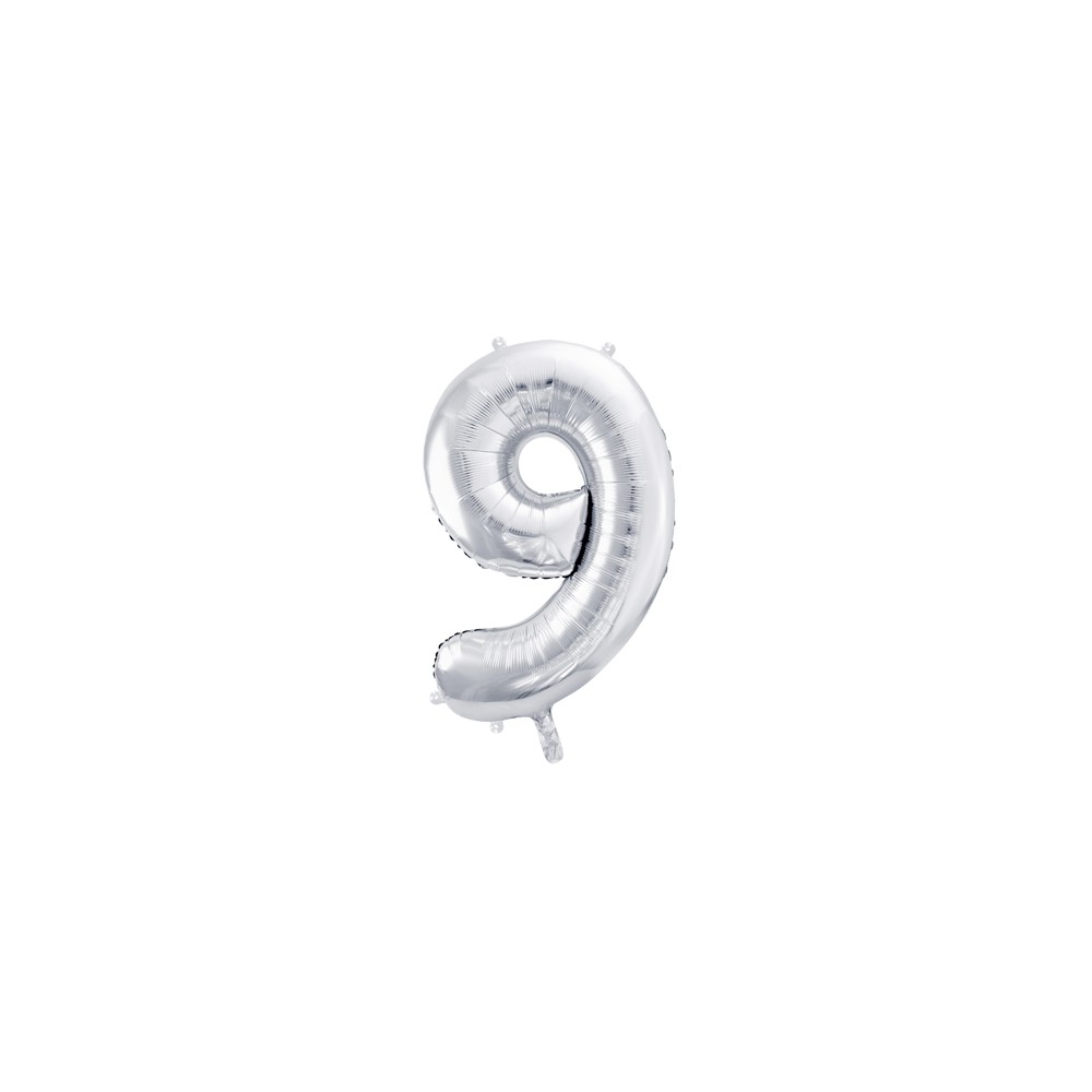 Ballon en aluminium Chiffre ''9'', 86cm, argent