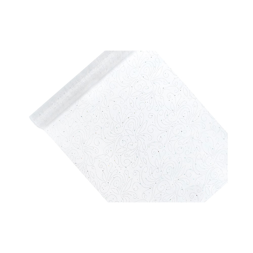 Organza imprimé, blanc, 0.48 x 9m