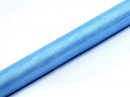 Organza uni, bleu, 0.36 x 9m
