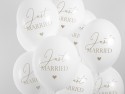 Ballons 30 cm, Just Married, Blanc pur pastel