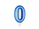 Bougie d'anniversaire Chiffre 0, bleu, 7cm