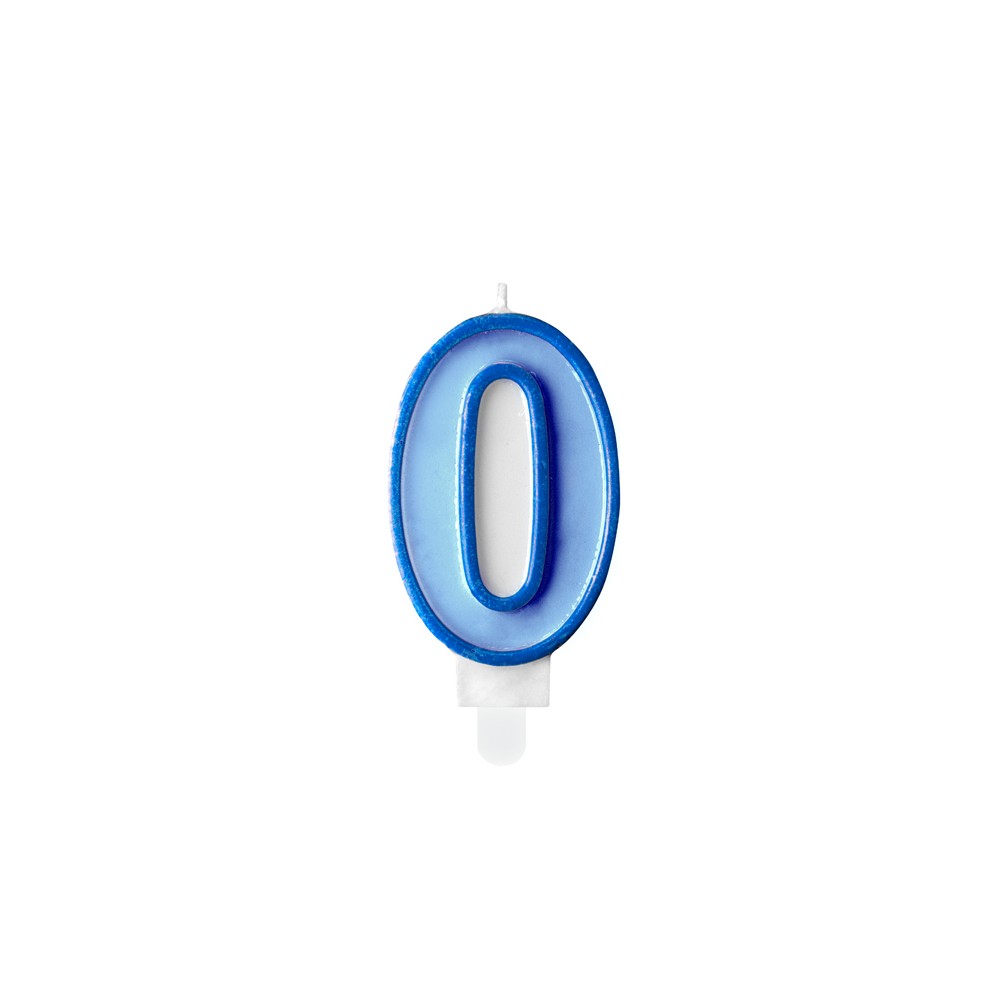 Bougie d'anniversaire Chiffre 0, bleu, 7cm