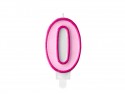 Bougie d'anniversaire Chiffre 0, rose, 7cm