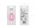 Bougie d'anniversaire Chiffre 0, rose, 7cm