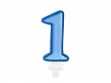 Bougie d'anniversaire Chiffre 1, bleu, 7 cm