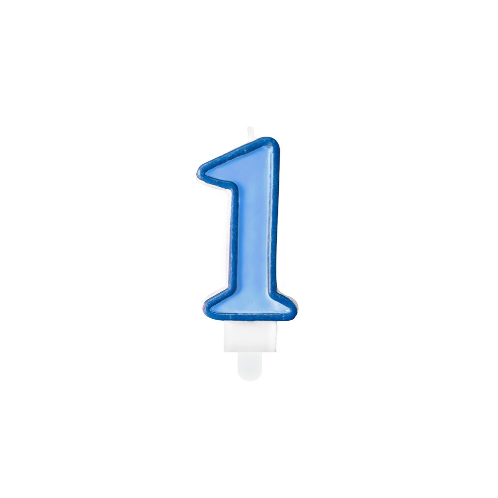 Bougie d'anniversaire Chiffre 1, bleu, 7 cm