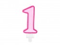 Bougie d'anniversaire Chiffre 1, rose, 7 cm