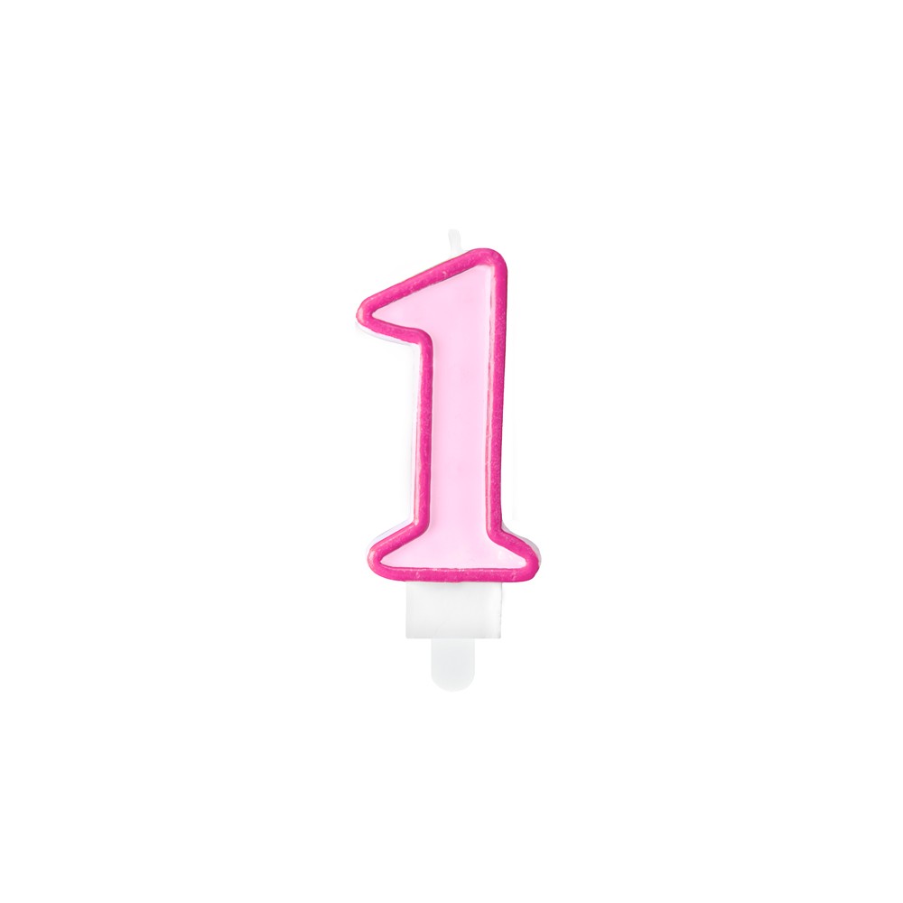 Bougie d'anniversaire Chiffre 1, rose, 7 cm
