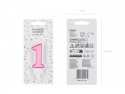 Bougie d'anniversaire Chiffre 1, rose, 7 cm
