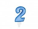 Bougie d'anniversaire Chiffre 2, bleu, 7 cm