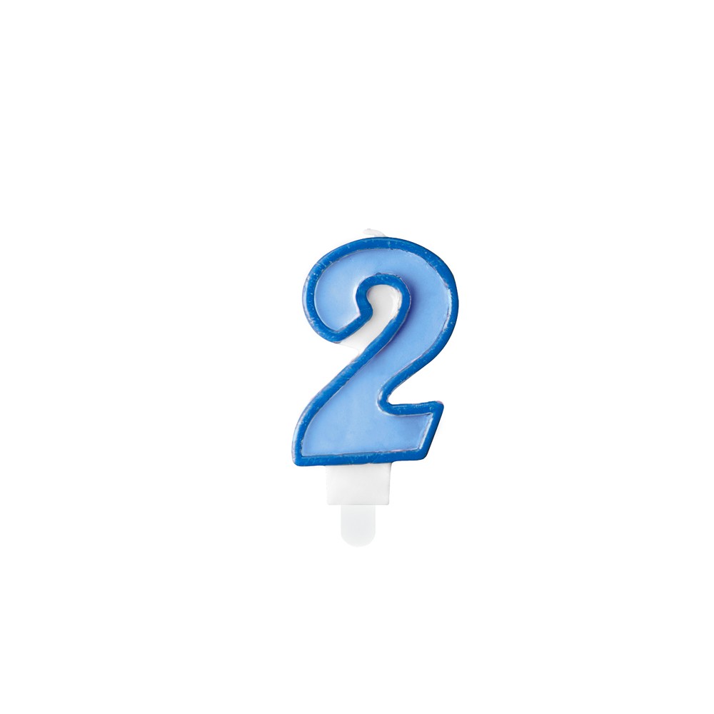 Bougie d'anniversaire Chiffre 2, bleu, 7 cm