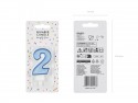 Bougie d'anniversaire Chiffre 2, bleu, 7 cm