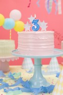 Bougie d'anniversaire Chiffre 3, bleu, 7 cm