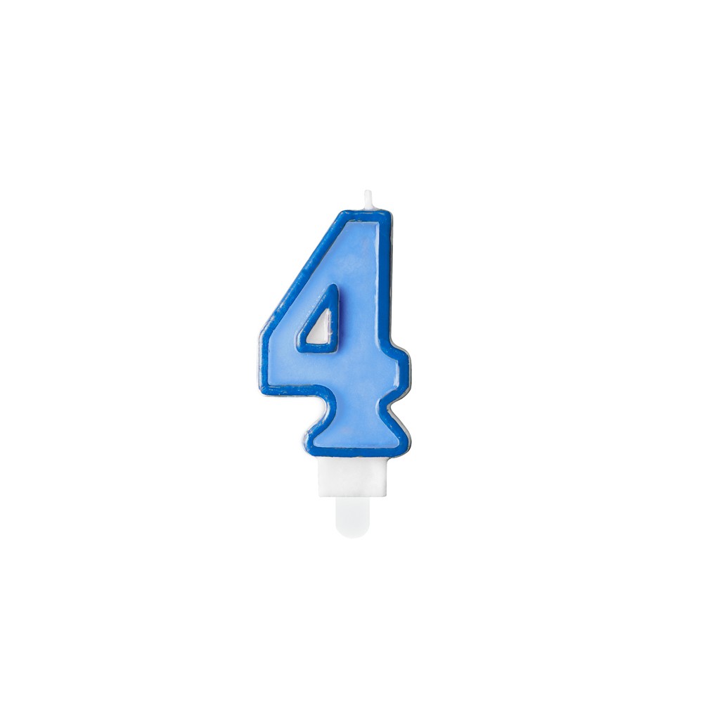 Bougie d'anniversaire Chiffre 4, bleu, 7 cm