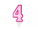 Bougie d'anniversaire Chiffre 4, rose, 7 cm