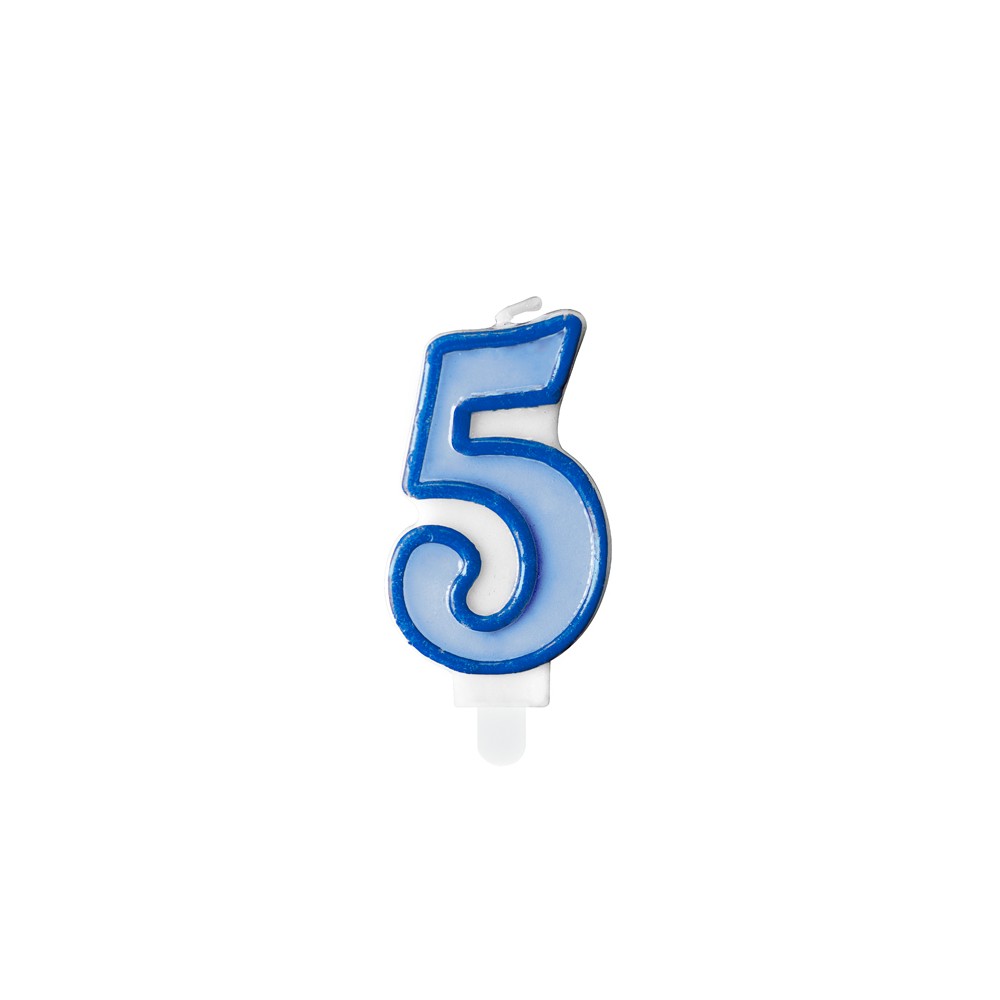 Bougie d'anniversaire Chiffre 5, bleu, 7 cm